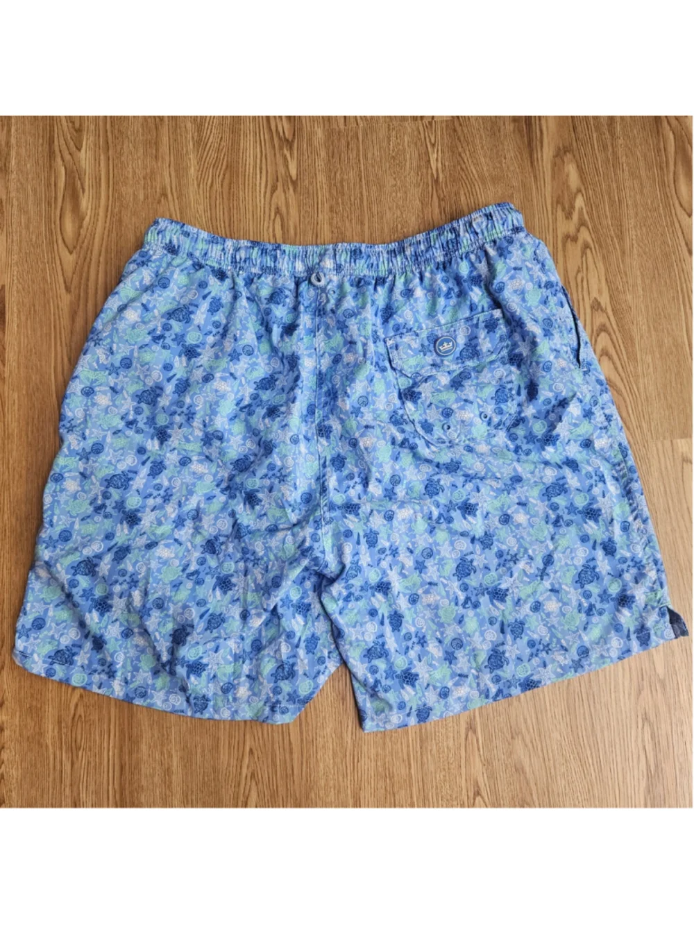 Peter Millar Seaside Collection Blue Ocean Sea Life AOP Swim Shorts Mens XXL